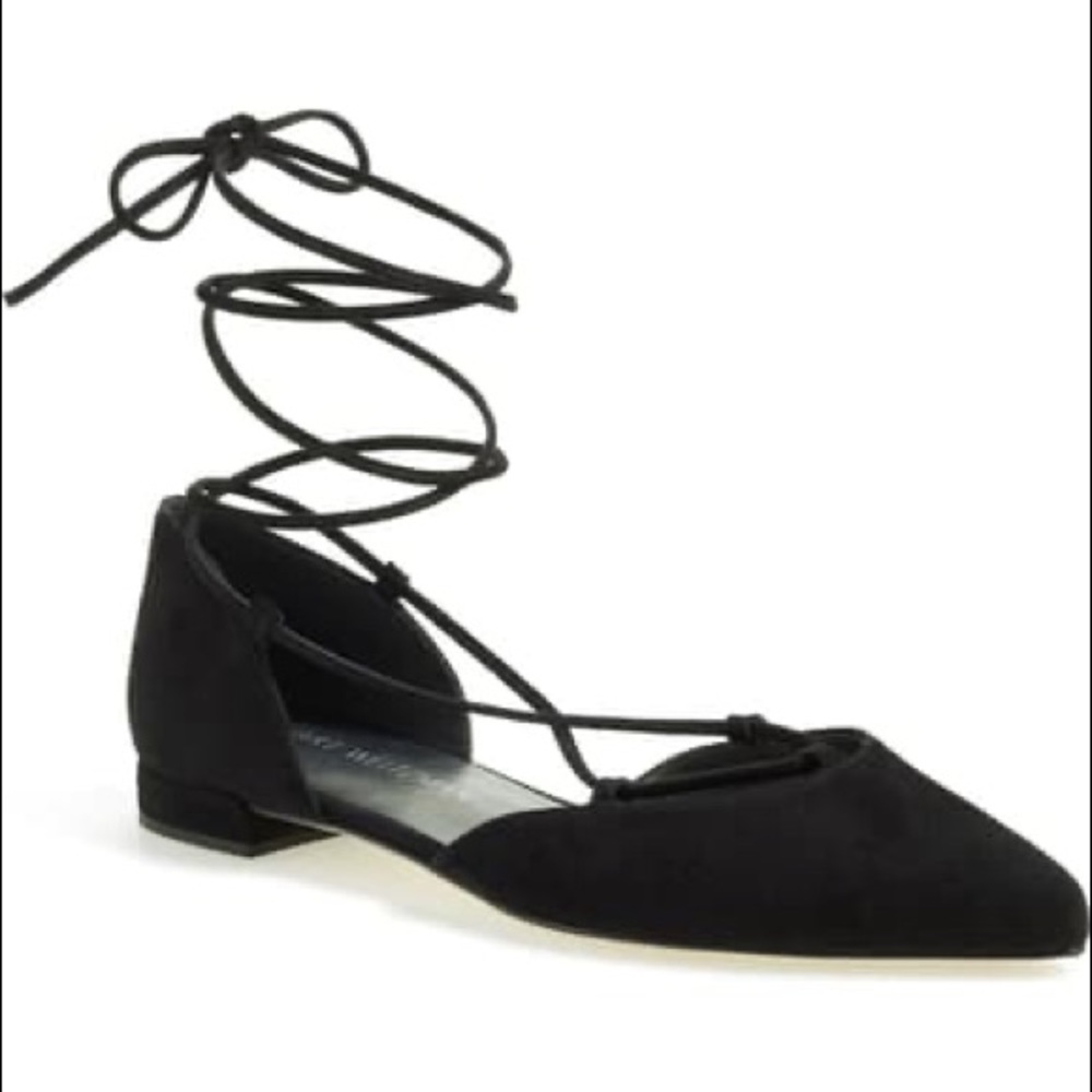 Like New Stuart Weitzman Tyler Wraparound Lace Flat